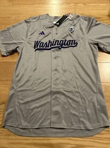 Adidas NCAA Washington Huskies Retro Baseball Jersey Sz L IN2013 Grey Men’s - Picture 1 of 6