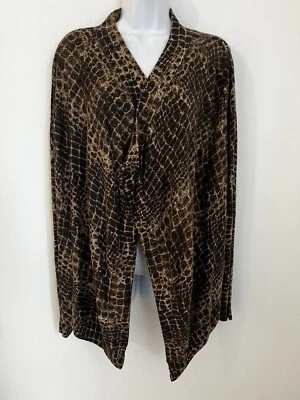 Cárdigan Suéter Kenneth Cole Mujer Estampado Animal Frente Abierto Pequeño Mezcla Seda S Foto 1 de 4