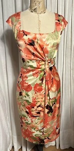 Sangria Floral Satin Sleeveless Midi Event Dress Sz 14 Pre-owned - Picture 1 of 10