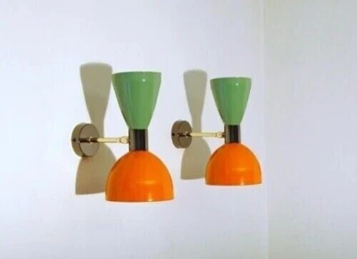 1950's Mid Century Modern Brass Italian Wall Sconce Stilnovo Wall Fixture Lamps