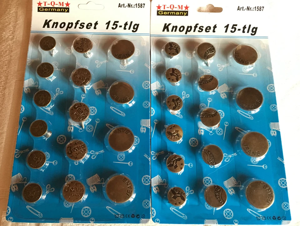 knöpfest 15 tlg. 3 verschiedene Grössen OVP - Bild 1 von 1
