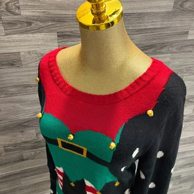 Suéter tejido multicolor para mujer Forever 21 Elfie' feo Navidad talla grande 1X Foto 1 de 4