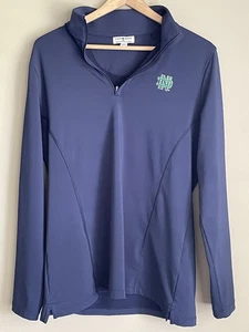 Peter Millar Notre Dame Womens Navy Blue Lady Irish Logo 1/4 Zip Pullover L - Picture 1 of 10