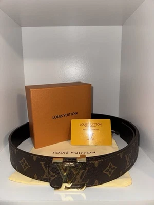 Cinturón Louis Vuitton LV Monograma 42/105 Cuero Marrón Hebilla Dorada Foto 1 de 2