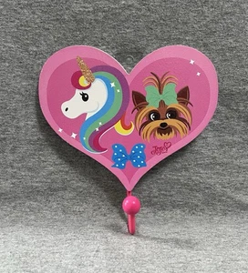NEW JOJO SIWA PINK WOOD HEART W/ HOOK PLAQUE WALL DECOR BOWBOW BOBO UNICORN RARE - Picture 1 of 4