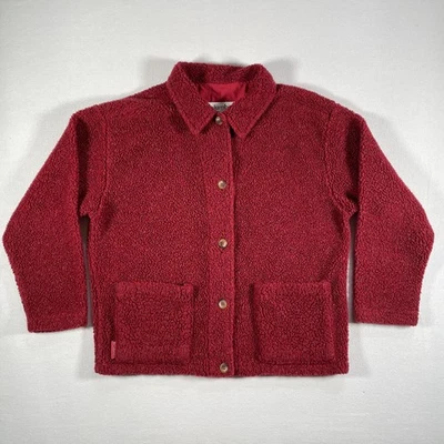 Chaqueta Columbia De Colección Para Mujer Pequeña Roja Sherpa Polar Botón Delantero Hecha en EE. UU. 90s Foto 1 de 4