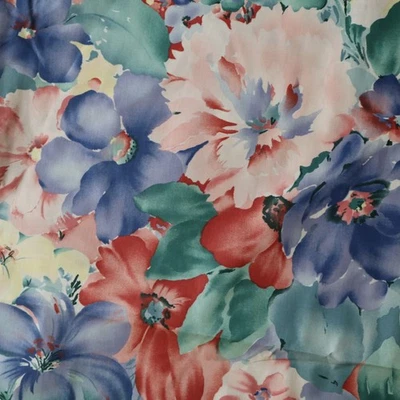 Vtg Mill Creek Chintz Fabric "Young at Heart" Pink, Blue, Yellow Floral 2.8 yds - Image 1 of 4