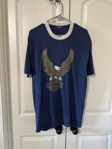 Camiseta Harley Davidson Ringer vintage años 70/80 L 21x28 Flying Eagle - Imagen 1 de 6