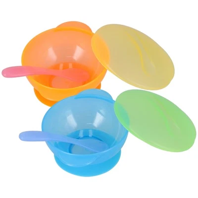 Baby Saugnapf Mit Deckel Und Löffel Set Food Grade PP Maschine Waschbar Baby - Bild 1 von 4