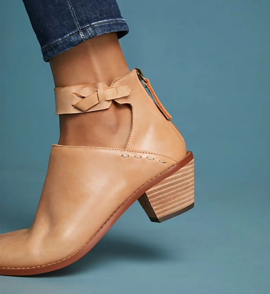 Kelsi кинжал Brooklyn Kadeeja желтовато-коричневый кожаный ботильоны молнии 2» сложенный каблук US7 - Изображение 1 из 4