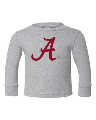 Alabama Crimson Tide "A" Toddler 2T Logo LS t-shirt heather gray - Image 1 of 2