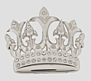 Crown Belt Buckle New Silver Metal Bling Rock Rebel Western Cowgirl Men Rodeo - Picture 1 of 8