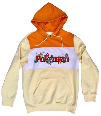 Suéter con Capucha Amarillo Bloqueado Color Retrato Grupo Pokemon TALLA Mediano Nuevo sin Etiquetas Foto 1 de 4