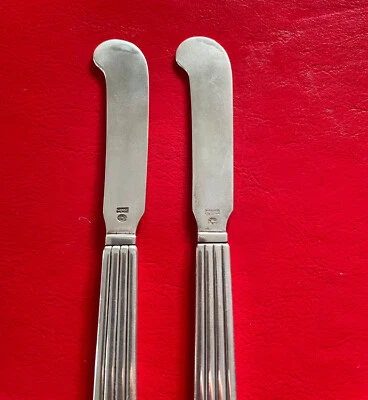 2 esparcidores de mantequilla de plata esterlina BERNADOTTE de Georg Jensen HH 6"" Foto 1 de 4