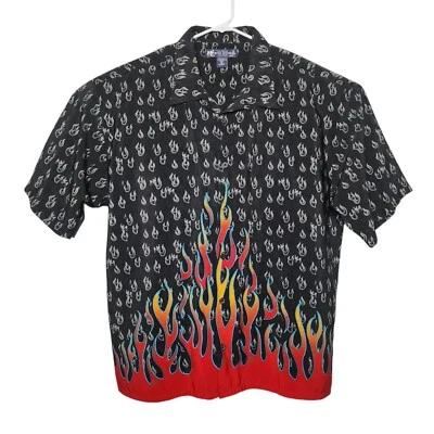 Camisa abotonada Big Dogs All Over Flames Hawaiian Camp - Para hombre 2XL Foto 1 de 3