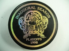 WPHL San Angelo Outlaws Inaugural Season Playoffs Logo Hockey Puck Collect Pucks