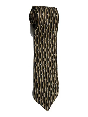 Corbata geométrica 100 % seda negra amarilla Bergamo New York para hombre larga Foto 1 de 4