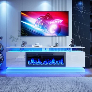 Fireplace TV Stand Entertainment Modern Center Wood Media TV Console storage 70" - Picture 1 of 14