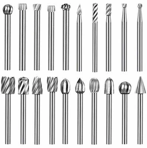 20PCS HSS Rotary Burrs for Wood Carving Burr Drill Bit Set 1/8" for Dremel Tool - Picture 1 of 9