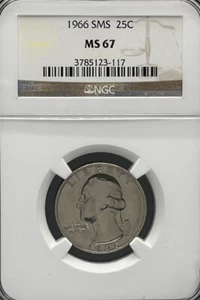 1966 Washington Quarter 25C SMS NGC MS 67 - Picture 1 of 4