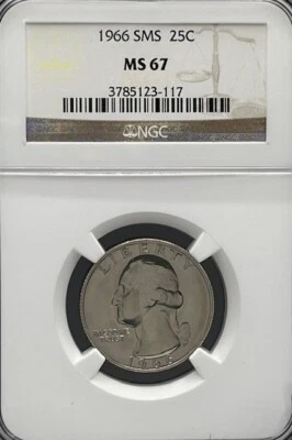 1966 Washington Quarter 25C SMS NGC MS 67 - Image 1 of 4