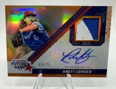 Rhett Lowder 2024 Bowman's Best Futures Game Worn Relic Auto Orange  /25 🔥🔥 - Image 1 of 2