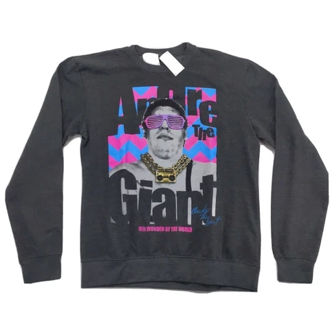 NWT Andre The Giant Men's Medium Retro Neon Crew Neck Sweatshirt Wrestling Cover