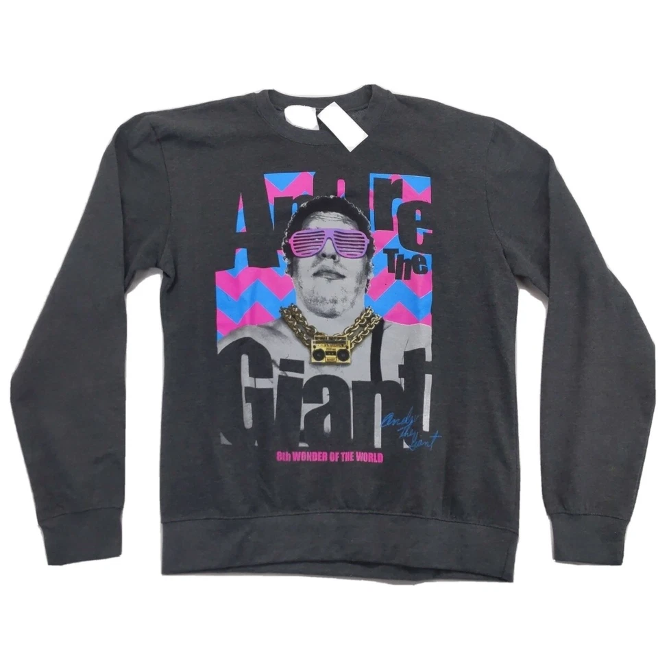 NEW Men's Andre The Giant Retro Neon Crew Neck Sweatshirt Wrestling - Medium NWT - Image 1 of 4
