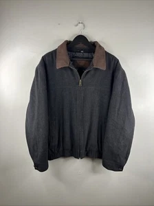 Vintage Dockers Jacket Adult XL Gray Wool Harrington Coat Full Zip 90s Men B28 - Picture 1 of 13