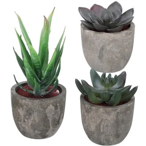 3Pcs Grey Pots Artificial Succulent Plant Fake Potted Plants Home Office Decor - Picture 1 of 9