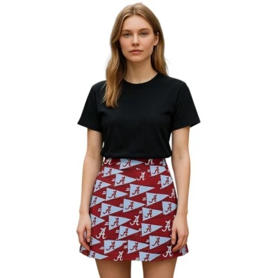 Falda de golf Loudmouth 10 para mujer roja/blanca corta atlética forrada de algodón bolsillos con cremallera Foto 1 de 4