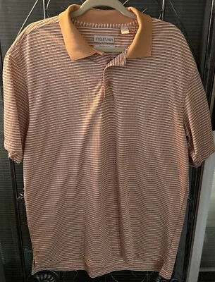 Camisa polo masculina de golfe Tehama listrada laranja manga curta seca tamanho XL - Imagem 1 de 4