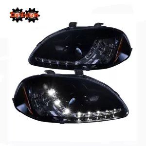 For 96-98 Honda Civic Smoked Projector Headlights w/LED DRL R8 Style - Bild 1 von 5