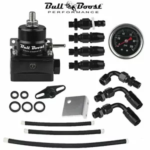 Stealth Adjustable Fuel Pressure Regulator Kit W/ 100PSI Oil Gauge AN-6 Hoses - Picture 1 of 3