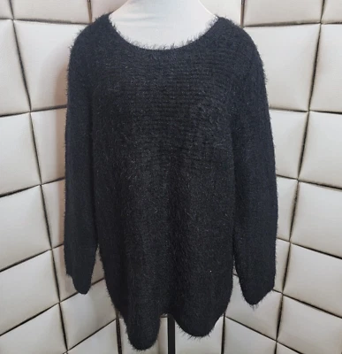 Suéter acrílico negro Calvin Klein XL manga larga cuello redondo para mujer Foto 1 de 4