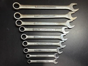 Vintage SAE CRAFTSMAN 9 Piece COMBINATION WRENCH Lot 3/8"- 1" USA -V- -VV- - Foto 1 di 7