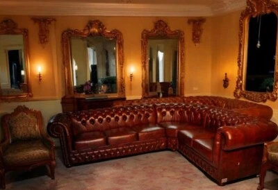 Chesterfield Garnitur Ecke 290 x 240 6 Plätze Leder ASP400 - Bild 1 von 4