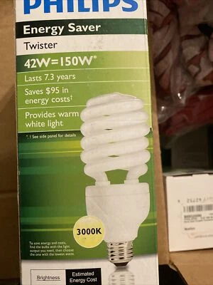 Philips Energysaver 42w=150w Soft White Compact Fluorescent Bulb Last 7.3 Yrs - Image 1 of 4