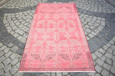 Винтажный розовый шерстяной ковер Oushak 44 x 81 дюйм анатолийский розовый ковер ручной работы небольшой ковер  - Изображение 1 из 4