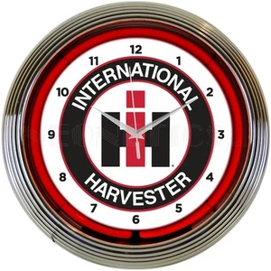International Harvester Neonuhr - Gehäuse - IH - Bauernhof - Traktor - Farmall - Schild - Bild 1 von 2