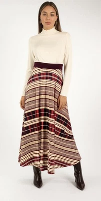 Vestido Maxy Vintage Años 60 70 Cuadros Terciopelo Cintura Talla S Foto 1 de 4