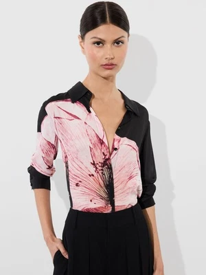 Camisa Alice + Olivia Mujer Willa Luna Floral Manga Larga Seda Abotonada XS NUEVA CON ETIQUETAS Foto 1 de 4