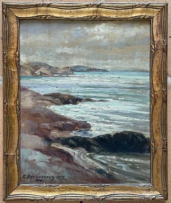 TABLEAU HUILE CARTON COTE D'AZUR ? BRETAGNE ? PAYS BASQUE ? BARBARRAUX 1927 - Photo 1/3