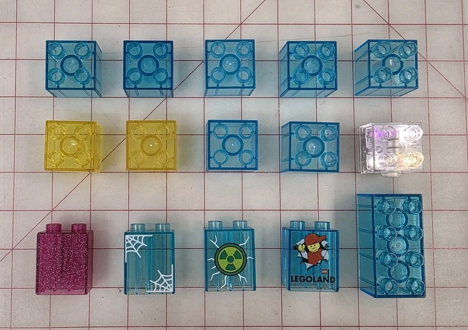 Lego Duplo Lot of 15 Clear Translucent Blue Ice Sparkle Rare & Light Up Block - Image 1 of 1
