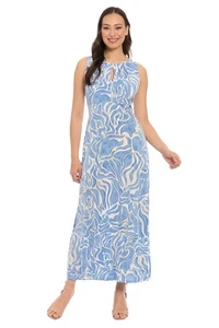 London Times Damen Kleider Damen Empire Taille Ärmellos Schlüsselloch Ausschnitt... - Bild 1 von 6