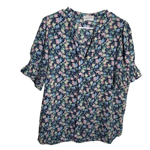 First Love by Lovelyn Blouse Women's Large Floral Lightweight Short Sleeve Top - Picture 1 of 9