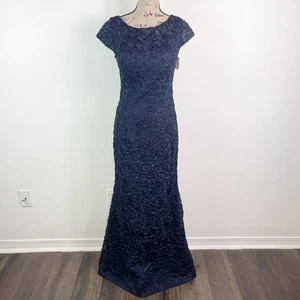 JS Collections NWT Soutache Mermaid Gown Dress Navy Size 6 - Picture 1 of 9