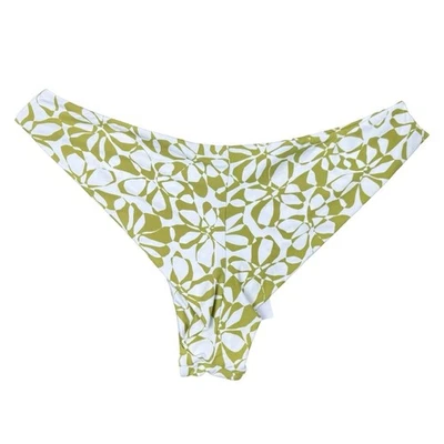 NUEVO CON ETIQUETAS Volcom Carefree Cheekini Blanco y Verde Floral Cheeky Bikini Traje de Baño Parte Inferior Foto 1 de 4