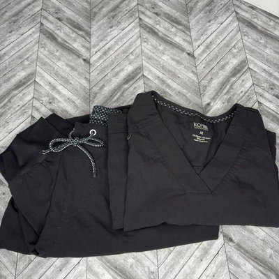 Koi Next Gen Scrub Set Womens M Black Short Sleeve V Neck Jogger Bottoms EUC - Image 1 of 4