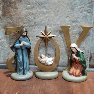 Vintage dreiteilige Joy Weihnachtskrippe repariert abgeplatzt J - Bild 1 von 12